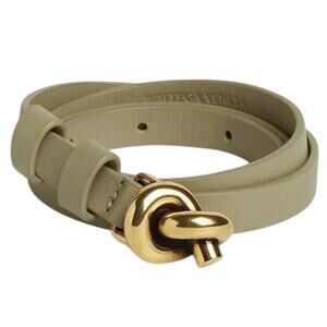 Bottega Veneta Knot Buckle Leather Belt Travertine Green Size 95cm/38